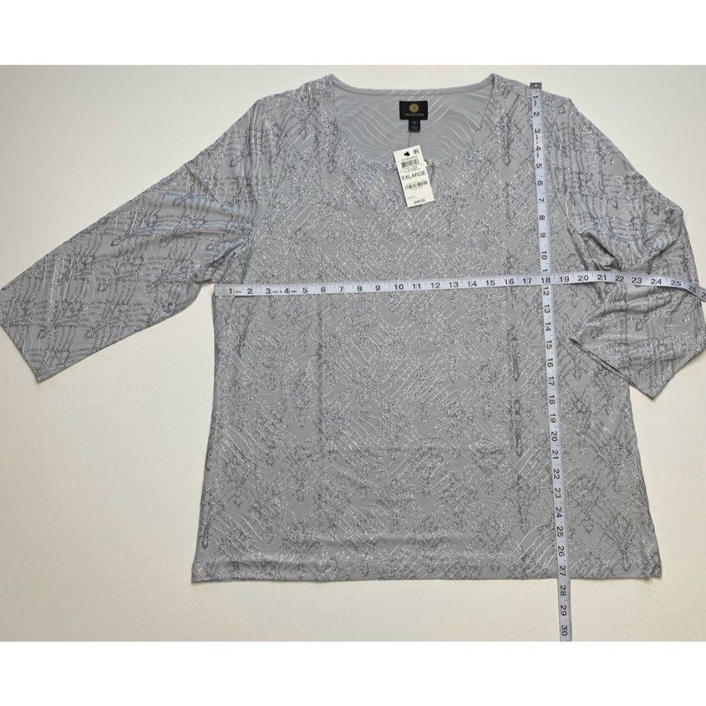 Jm Collection Blouse Top Xxl 2xl Gray Silver Women's Glitter Sparkle New — image 3 of 7
